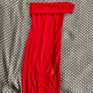 Michael Costello X Revolve red off shoulder dress